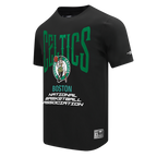 NBA BOSTON CELTICS CITY TOUR 2.0 T-SHIRT EN JERSEY DE COTON À ÉPAULES TOMBANTES POUR HOMME (NOIR)