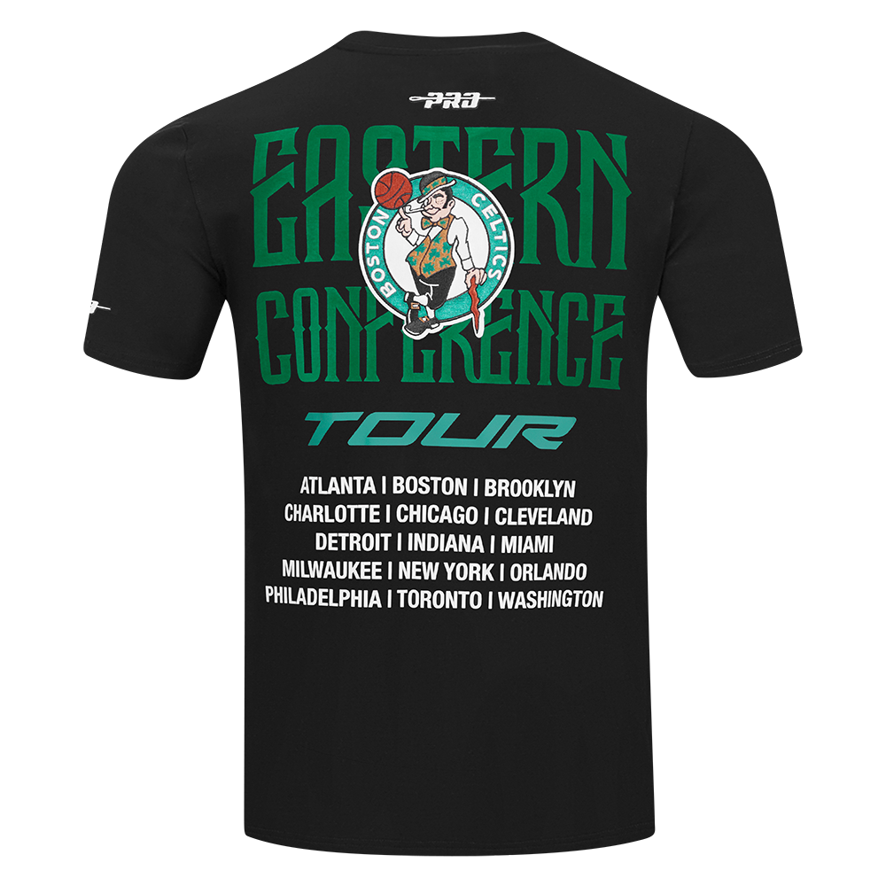 NBA BOSTON CELTICS CITY TOUR 2.0 T-SHIRT EN JERSEY DE COTON À ÉPAULES TOMBANTES POUR HOMME (NOIR)