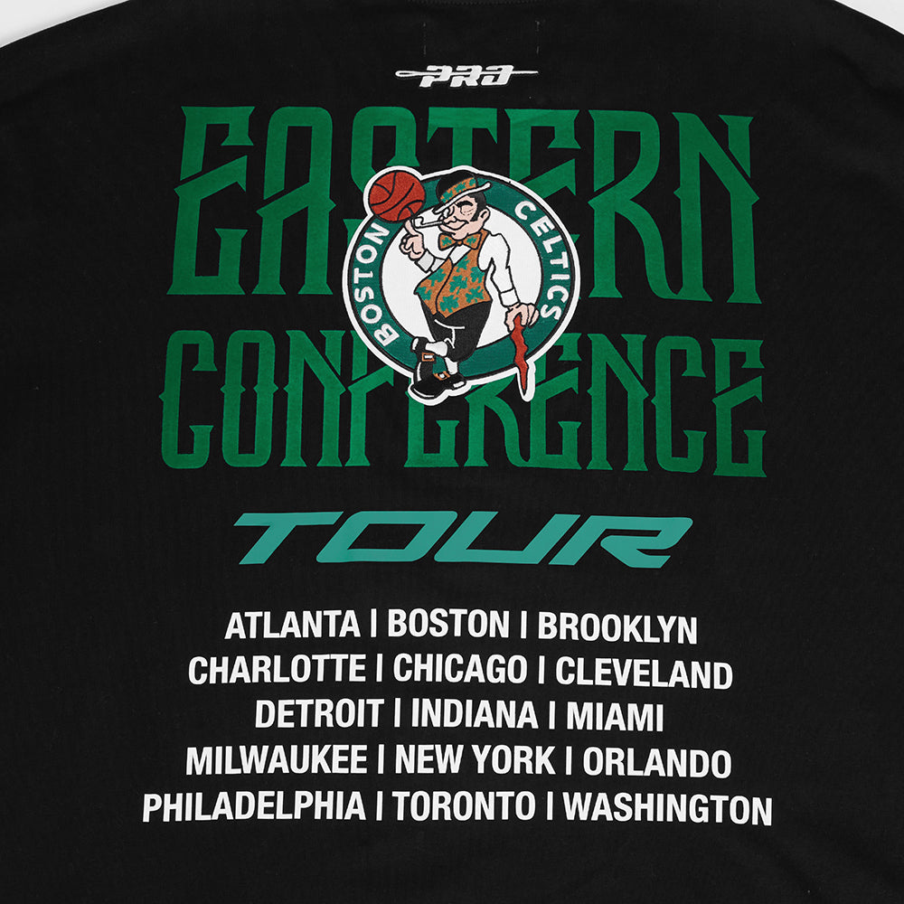 NBA BOSTON CELTICS CITY TOUR 2.0 T-SHIRT EN JERSEY DE COTON À ÉPAULES TOMBANTES POUR HOMME (NOIR)