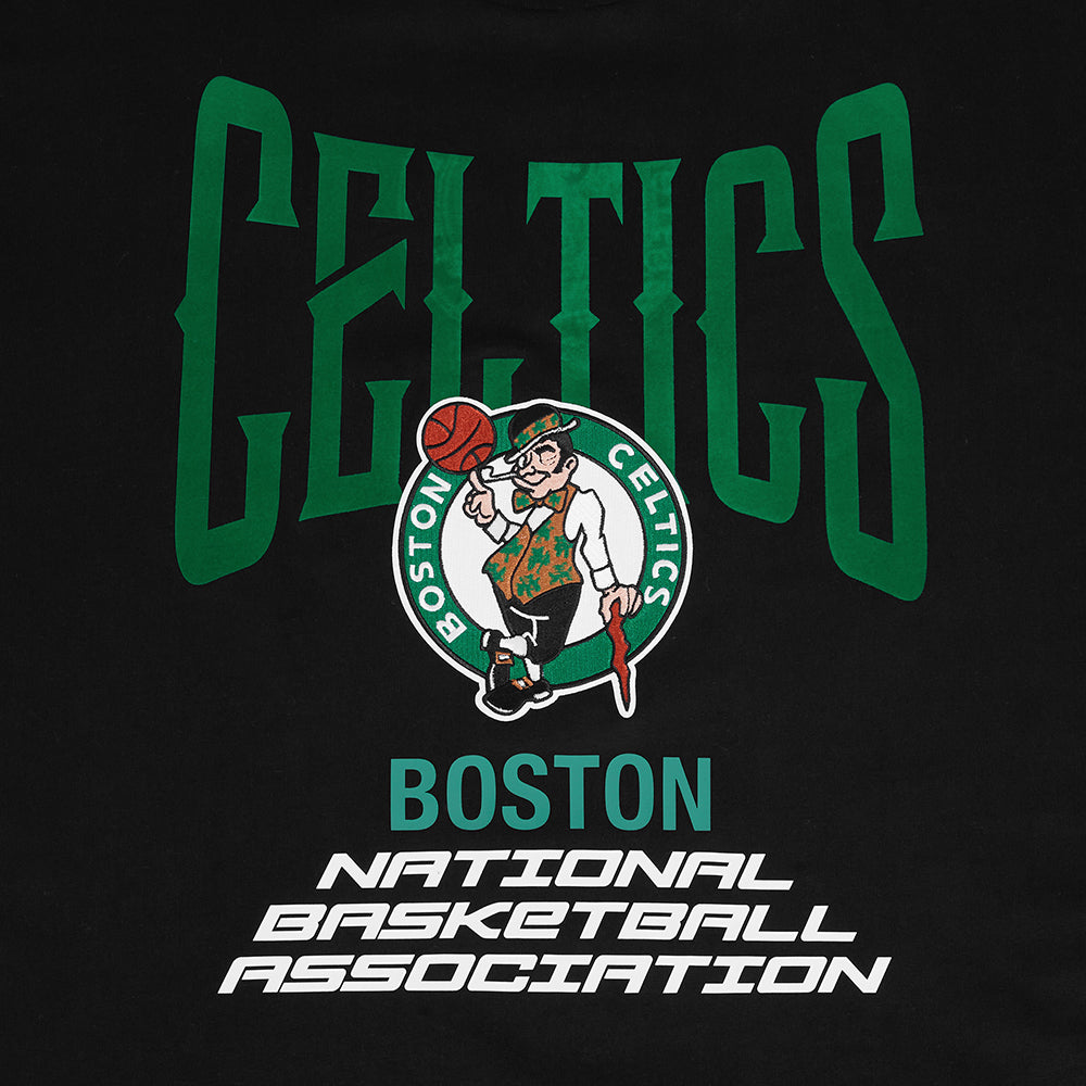 NBA BOSTON CELTICS CITY TOUR 2.0 T-SHIRT EN JERSEY DE COTON À ÉPAULES TOMBANTES POUR HOMME (NOIR)