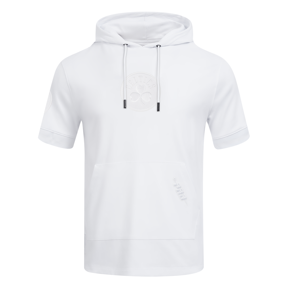 NBA BOSTON CELTICS WHITE OUT MEN'S SHORT SLEEVE PULLOVER HOODIE (WHITE)