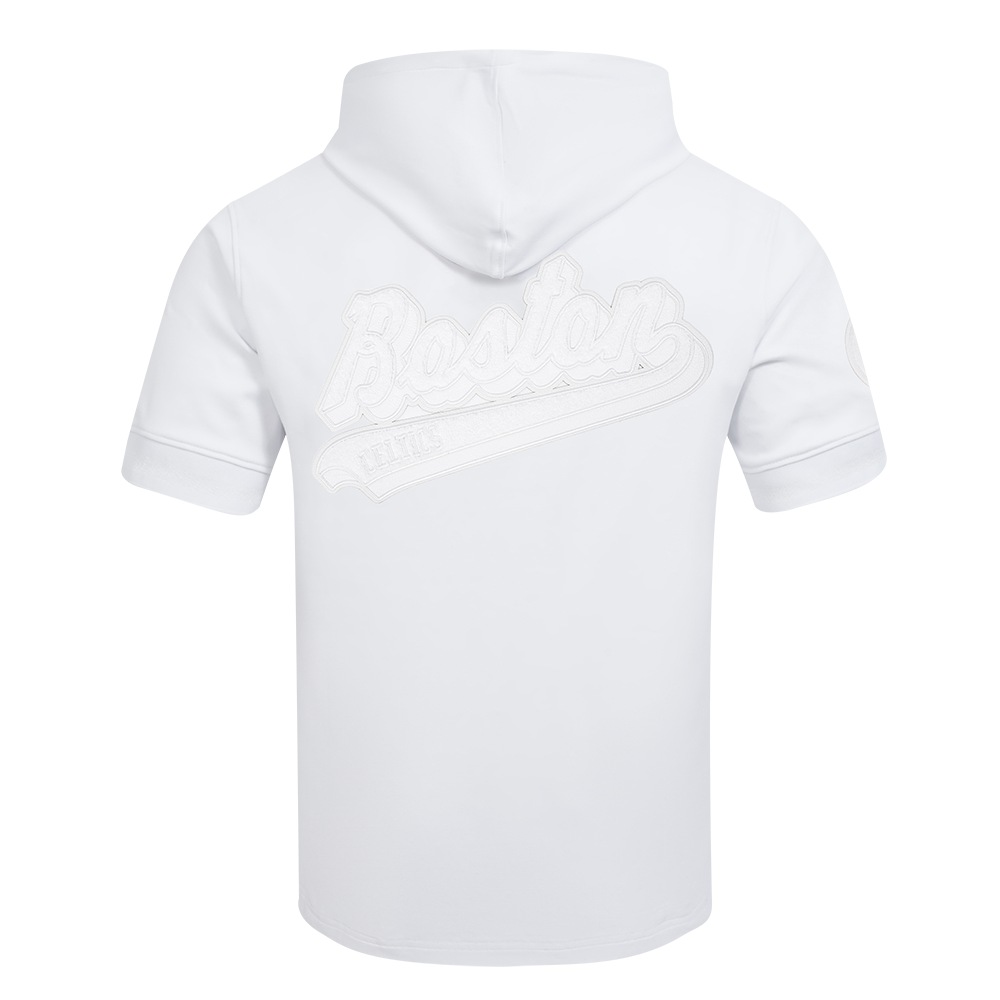 NBA BOSTON CELTICS WHITE OUT MEN'S SHORT SLEEVE PULLOVER HOODIE (WHITE)