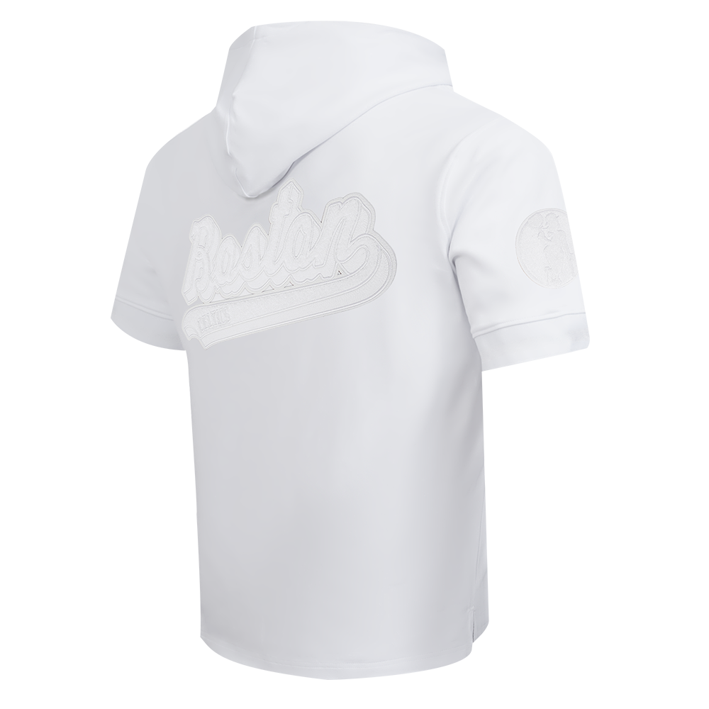 NBA BOSTON CELTICS WHITE OUT MEN'S SHORT SLEEVE PULLOVER HOODIE (WHITE)