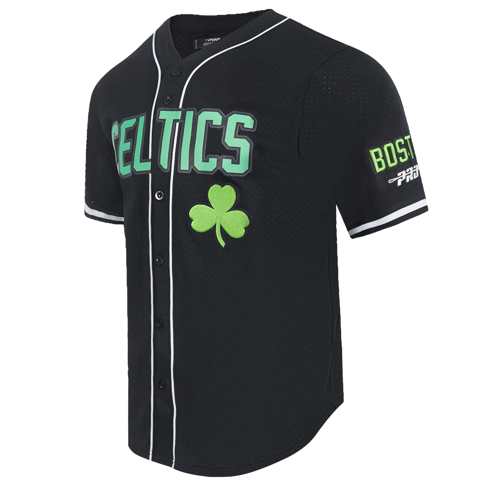 NBA BOSTON CELTICS CITY EDITION 24-25 MEN'S MESH BUTTON DOWN SHIRT (BLACK)