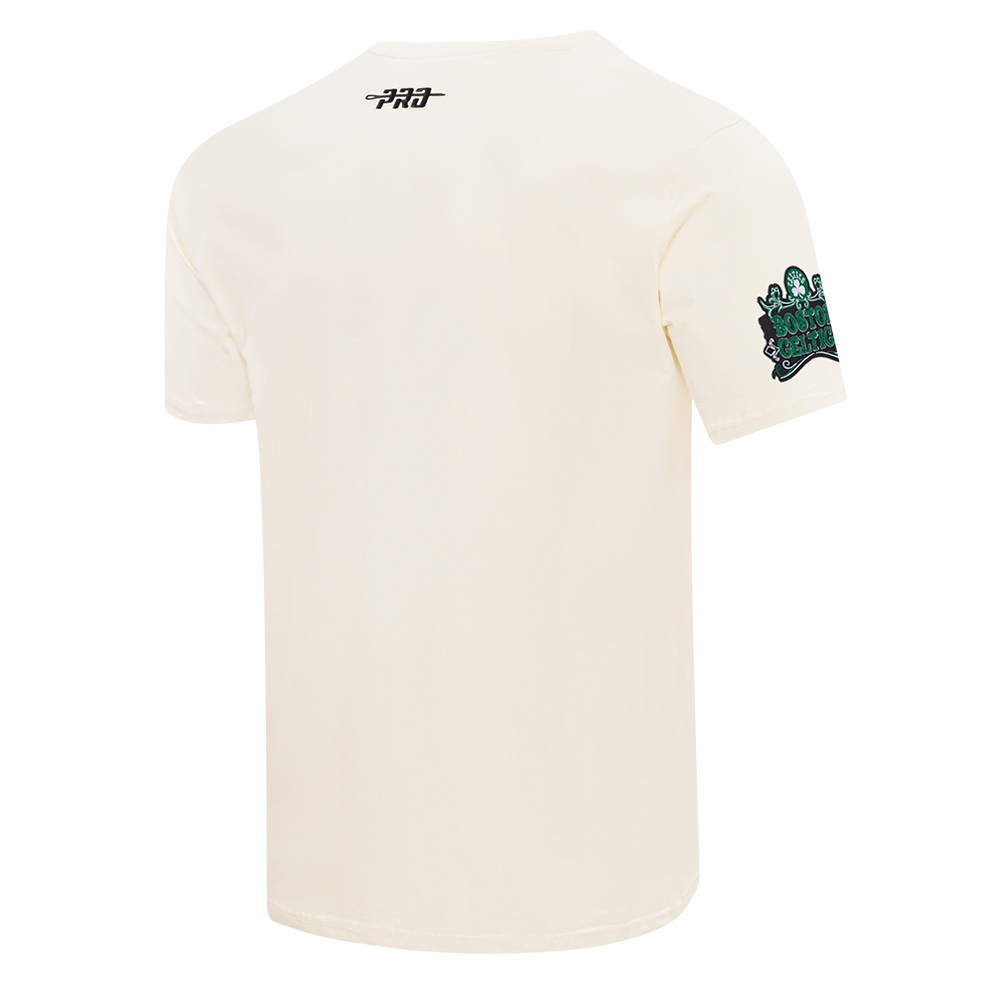 BOSTON CELTICS REBEL ATHLETICS STACKED LOGO MEN'S SJ TEE (EGGSHELL)