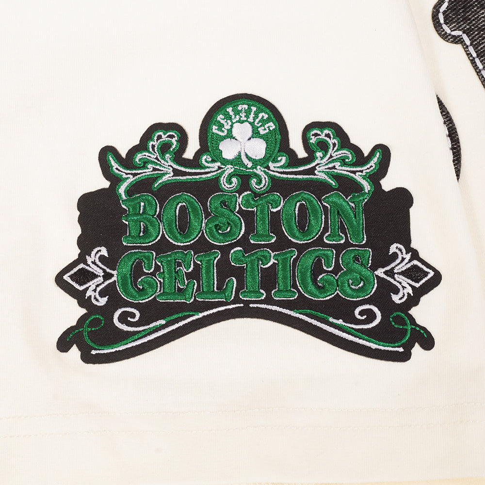 BOSTON CELTICS REBEL ATHLETICS STACKED LOGO MEN'S SJ TEE (EGGSHELL)