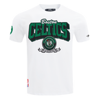 NBA BOSTON CELTICS TEAM BADGE T-SHIRT EN JERSEY SIMPLE POUR FEMME POUR HOMME (BLANC)