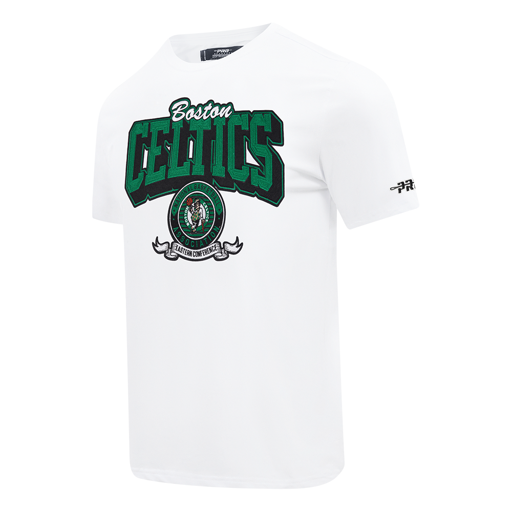 NBA BOSTON CELTICS TEAM BADGE T-SHIRT EN JERSEY SIMPLE POUR FEMME POUR HOMME (BLANC)