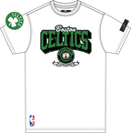 NBA BOSTON CELTICS TEAM BADGE T-SHIRT EN JERSEY SIMPLE POUR FEMME POUR HOMME (BLANC)