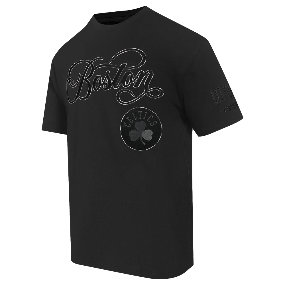 NBA BOSTON CELTICS BLACKOUT T-SHIRT EN JERSEY DE COTON À ÉPAULES TOMBANTES POUR HOMME (NOIR)