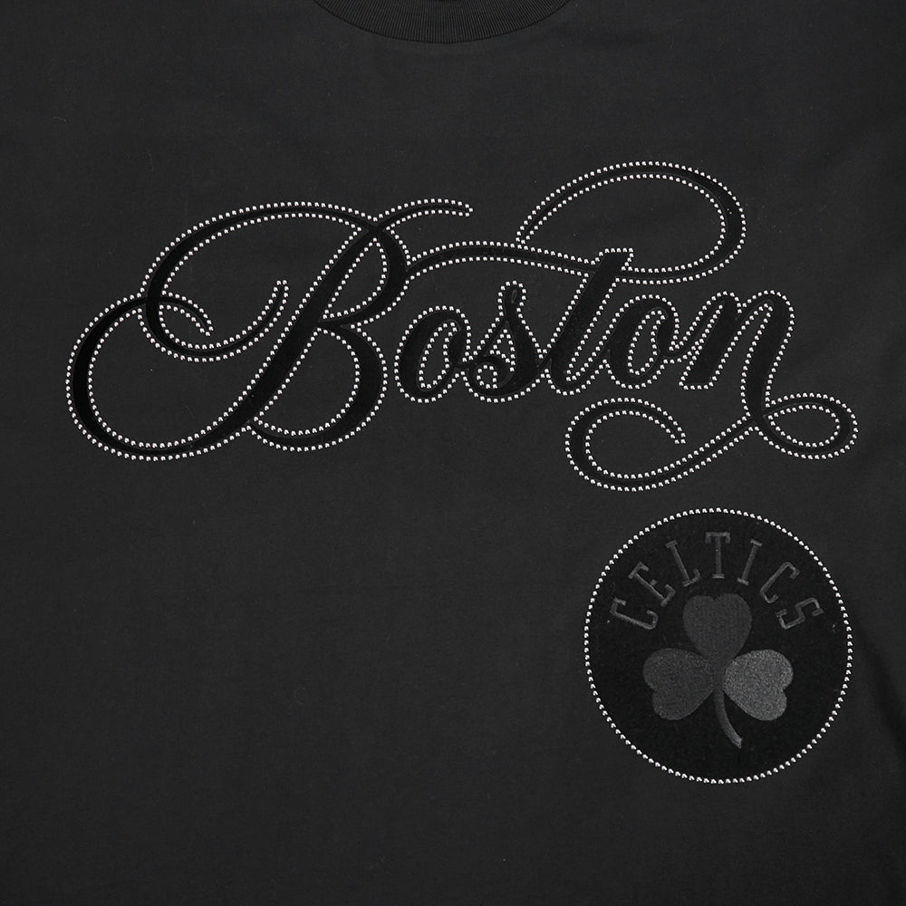 NBA BOSTON CELTICS BLACKOUT T-SHIRT EN JERSEY DE COTON À ÉPAULES TOMBANTES POUR HOMME (NOIR)