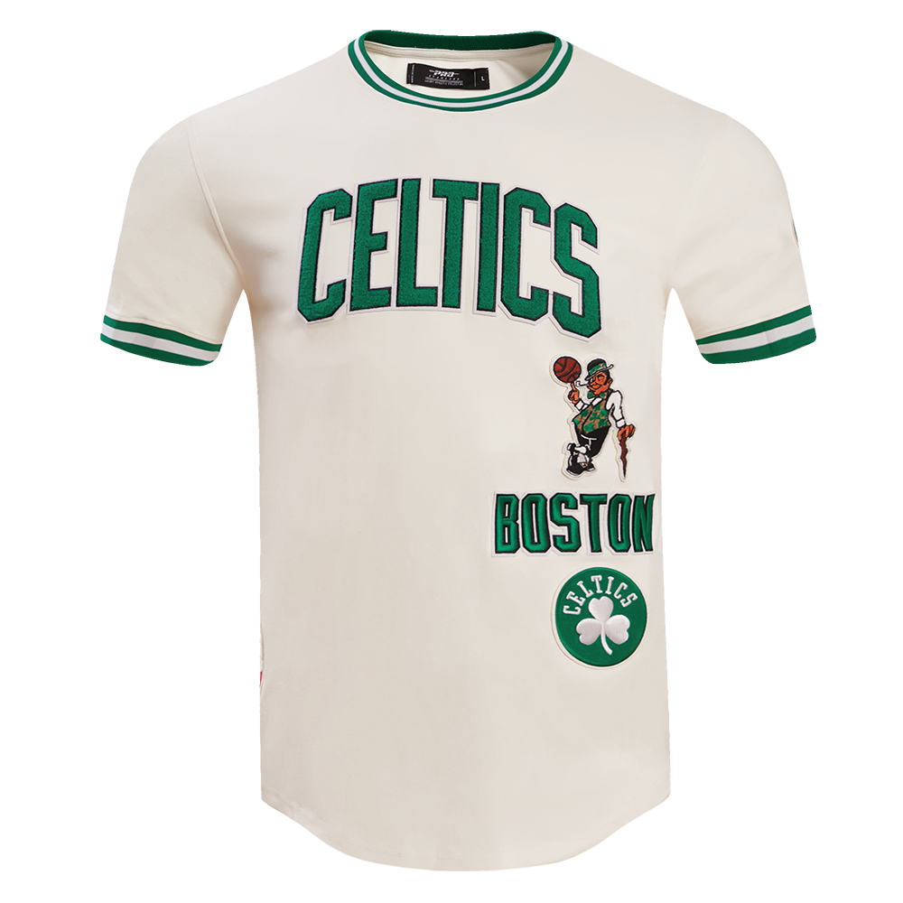NBA BOSTON CELTICS RETRO CLASSIC T-SHIRT POUR HOMME (COQUILLE D'ŒUF/VERT KELLY)