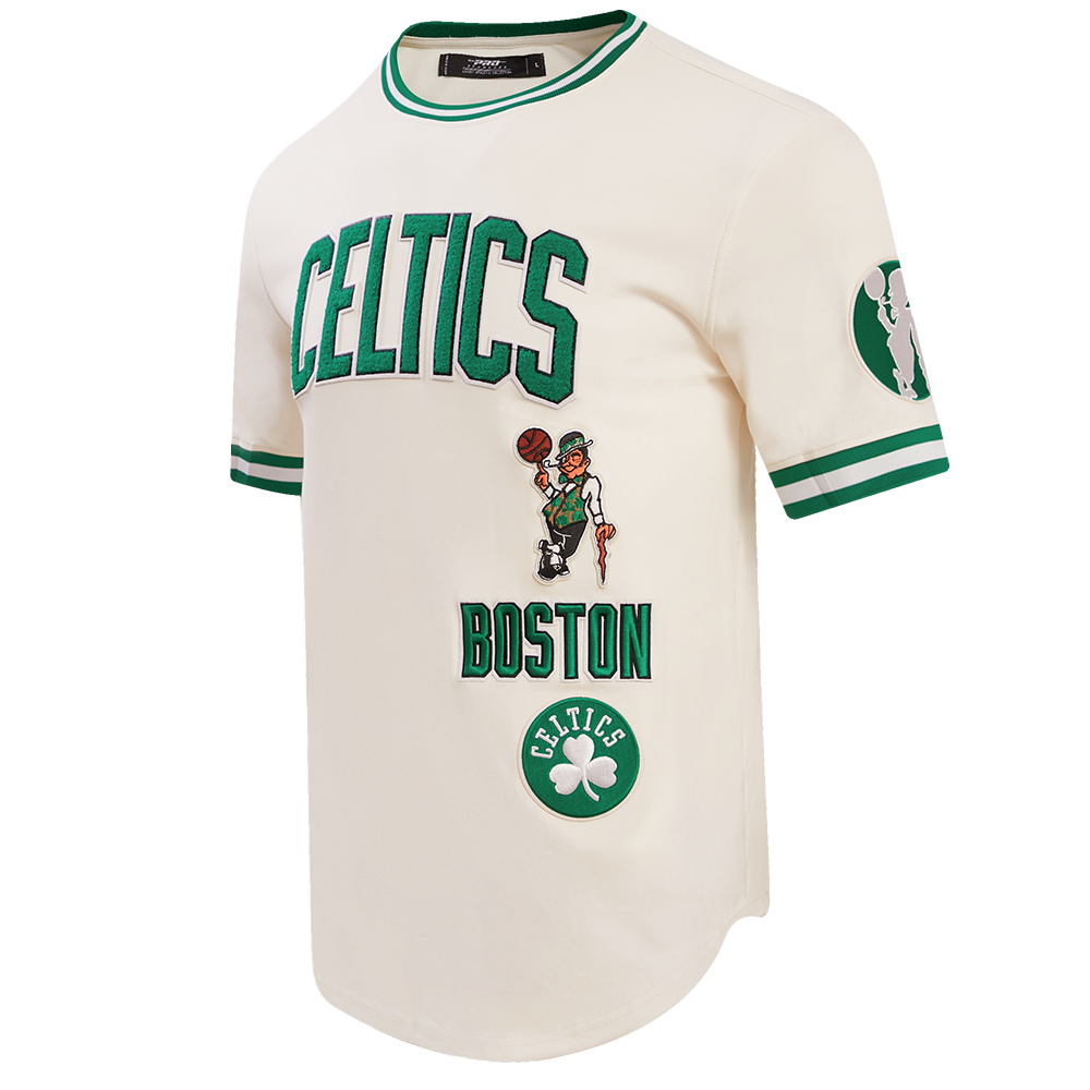 NBA BOSTON CELTICS RETRO CLASSIC T-SHIRT POUR HOMME (COQUILLE D'ŒUF/VERT KELLY)