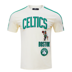 NBA BOSTON CELTICS RETRO CLASSIC T-SHIRT À RAYURES POUR HOMME (COQUILLE D'ŒUF/VERT KELLY)