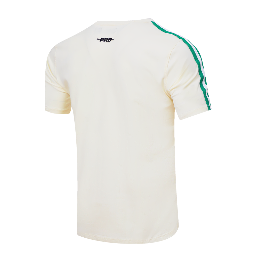 NBA BOSTON CELTICS RETRO CLASSIC T-SHIRT À RAYURES POUR HOMME (COQUILLE D'ŒUF/VERT KELLY)