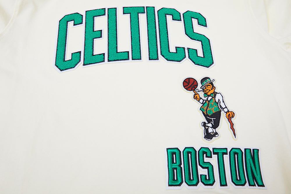 NBA BOSTON CELTICS RETRO CLASSIC T-SHIRT À RAYURES POUR HOMME (COQUILLE D'ŒUF/VERT KELLY)