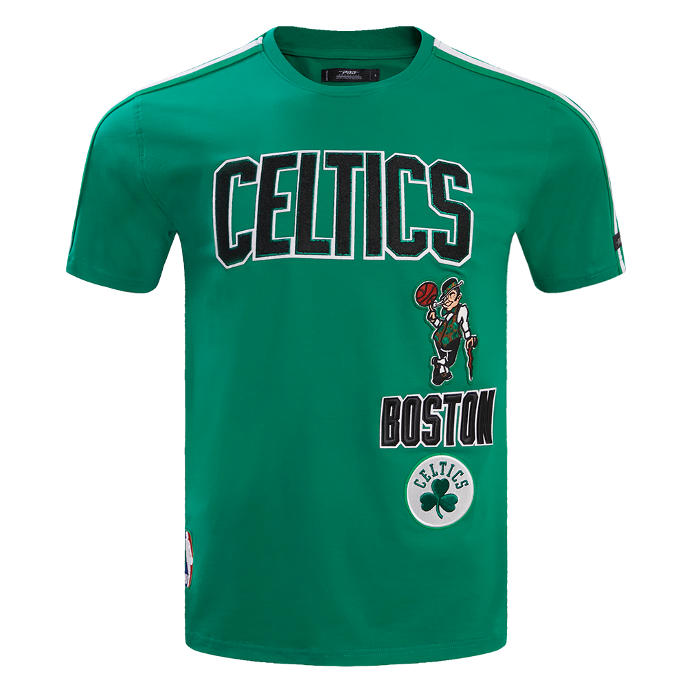 NBA BOSTON CELTICS RETRO CLASSIC T-SHIRT À RAYURES POUR HOMME (VERT KELLY)