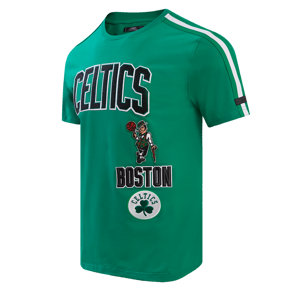 NBA BOSTON CELTICS RETRO CLASSIC T-SHIRT À RAYURES POUR HOMME (VERT KELLY)
