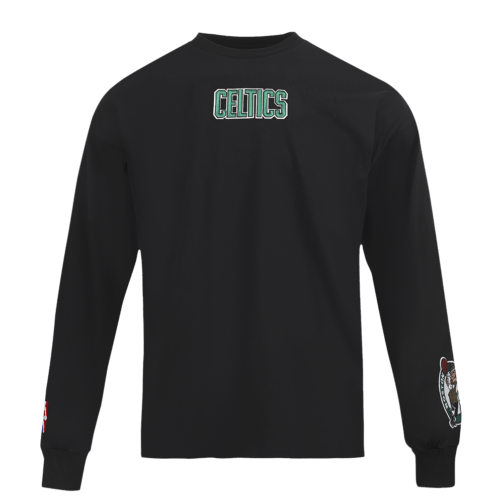 NBA BOSTON CELTICS WINGSPAN MEN'S DROP SHOULDER LONG SLEEVE TEE (BLACK)