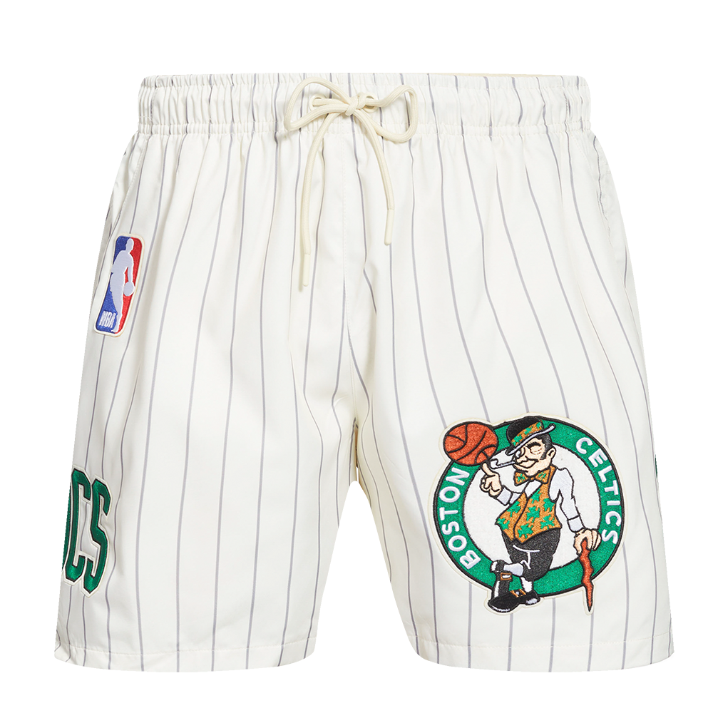 NBA BOSTON CELTICS PINSTRIPE RETRO CLASSIC MEN'S WOVEN SHORT (EGGSHELL/ GREY)