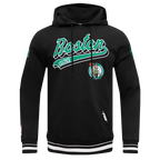NBA BOSTON CELTICS SCRIPT TAIL MEN'S RIB FLEECE PULLOVER HOODIE (BLACK)