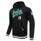 NBA BOSTON CELTICS SCRIPT TAIL MEN'S RIB FLEECE PULLOVER HOODIE (BLACK)
