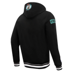 NBA BOSTON CELTICS SCRIPT TAIL MEN'S RIB FLEECE PULLOVER HOODIE (BLACK)
