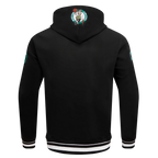 NBA BOSTON CELTICS SCRIPT TAIL MEN'S RIB FLEECE PULLOVER HOODIE (BLACK)