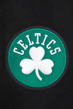 NBA BOSTON CELTICS SCRIPT TAIL MEN'S RIB FLEECE PULLOVER HOODIE (BLACK)