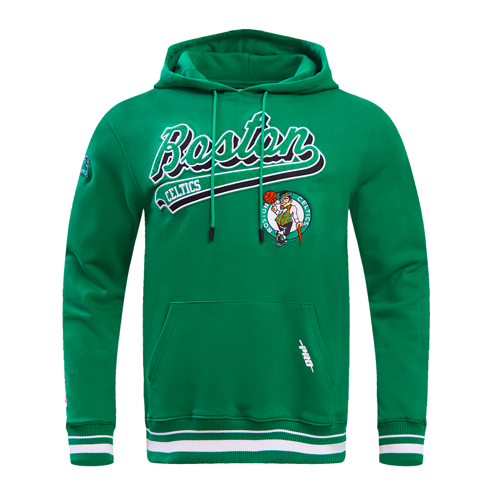 NBA BOSTON CELTICS SCRIPT TAIL CHANDAIL À CAPUCHON EN MOLLETON CÔTELÉ POUR HOMME (VERT KELLY)