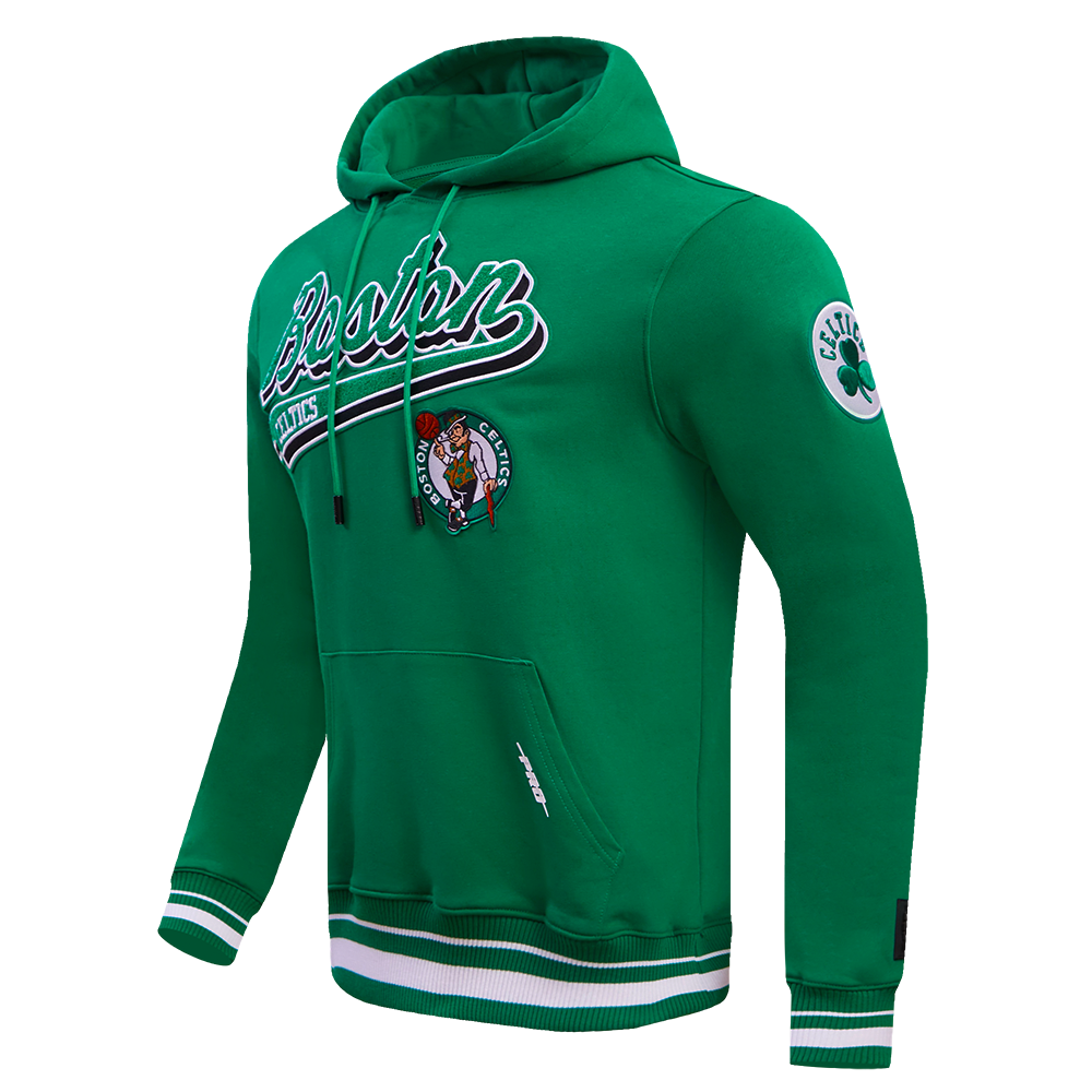 NBA BOSTON CELTICS SCRIPT TAIL MEN'S RIB FLEECE PULLOVER HOODIE (KELLY GREEN)