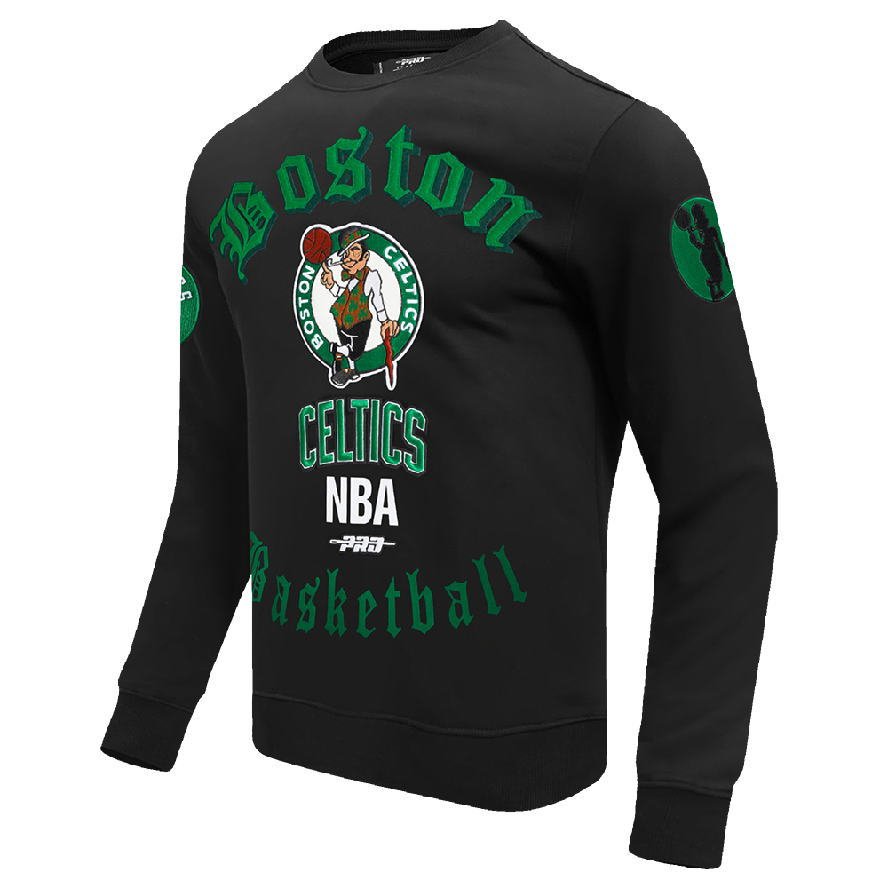 NBA BOSTON CELTICS OLD ENGLISH MEN'S CREWNECK (BLACK)