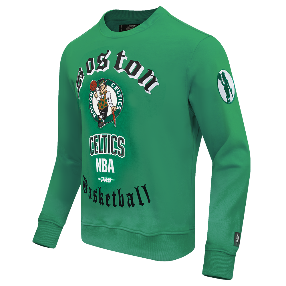 NBA BOSTON CELTICS OLD ENGLISH MEN'S CREWNECK (KELLY GREEN)