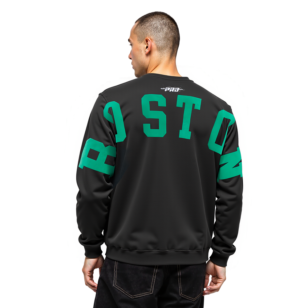 NBA BOSTON CELTICS WINGSPAN MEN'S DROP SHOULDER CREWNECK (BLACK)