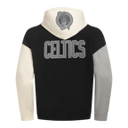 NBA BOSTON CELTICS REVERSE FRENCH TERRY CHANDAIL À CAPUCHON EN MOLLETON À BLOCS DE COULEUR POUR HOMME (NOIR/GRIS/COQUILLE D'ŒUF)