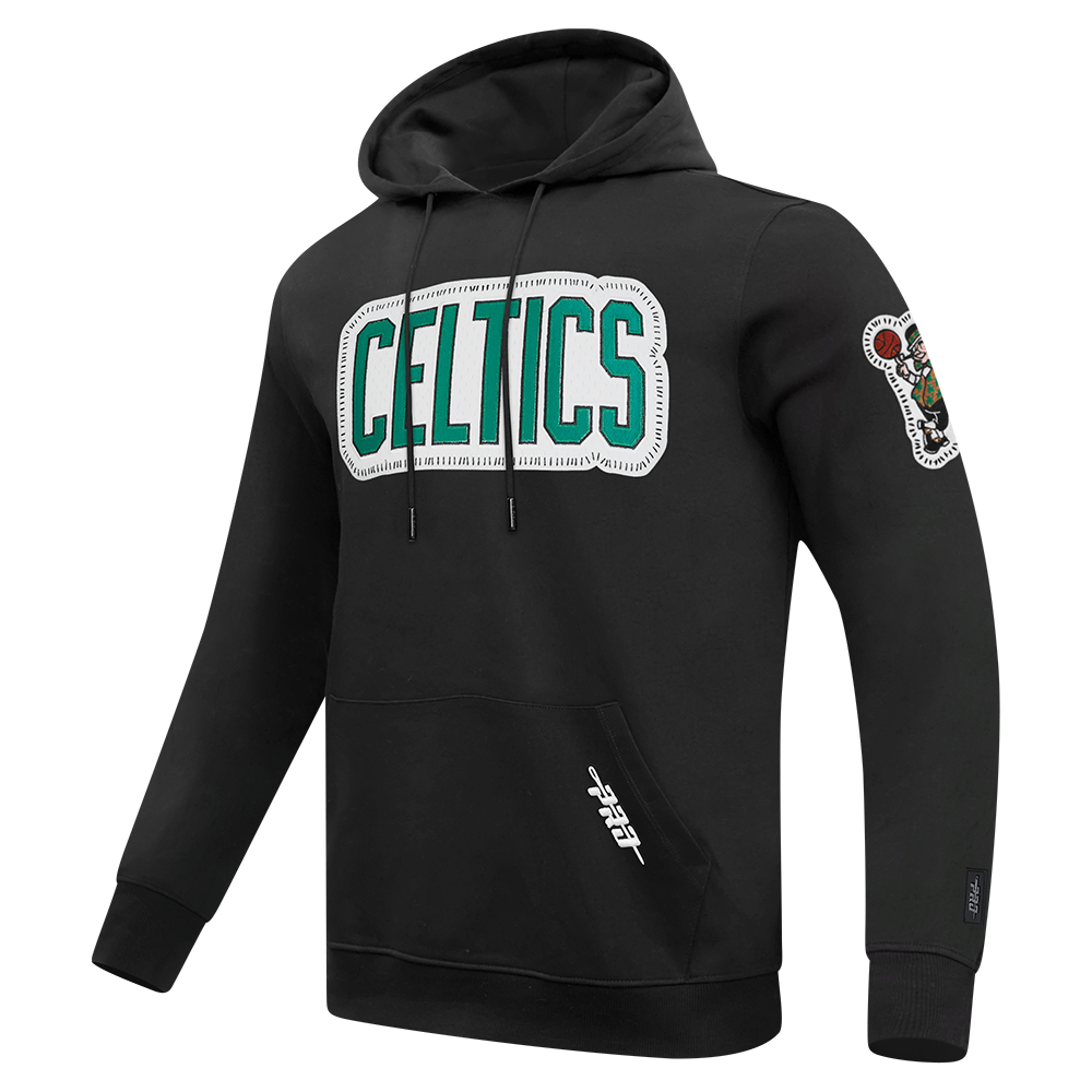 NBA BOSTON CELTICS DIY PICK STITCH MEN'S DOUBLE KNIT PULLOVER HOODIE (BLACK)