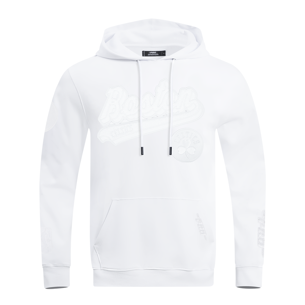 NBA BOSTON CELTICS WHITE OUT MEN'S DOUBLE KNIT PULLOVER HOODIE (WHITE)