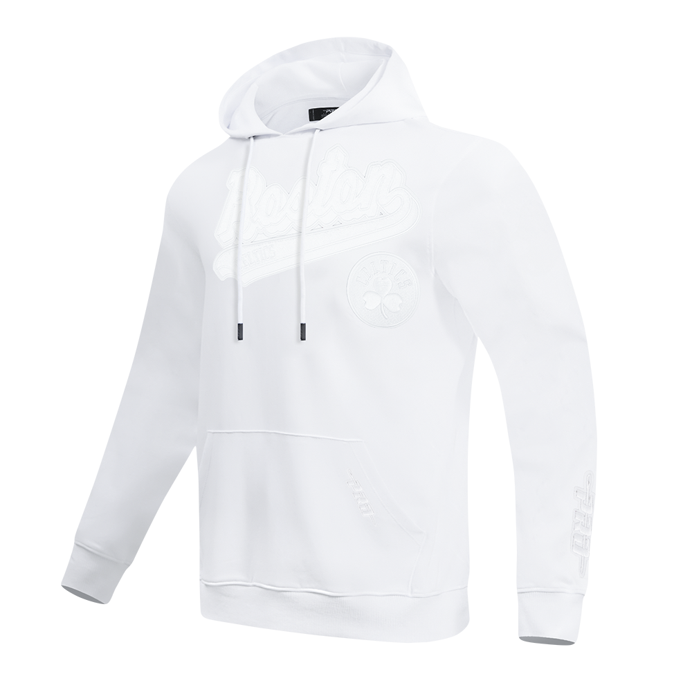 NBA BOSTON CELTICS WHITE OUT MEN'S DOUBLE KNIT PULLOVER HOODIE (WHITE)