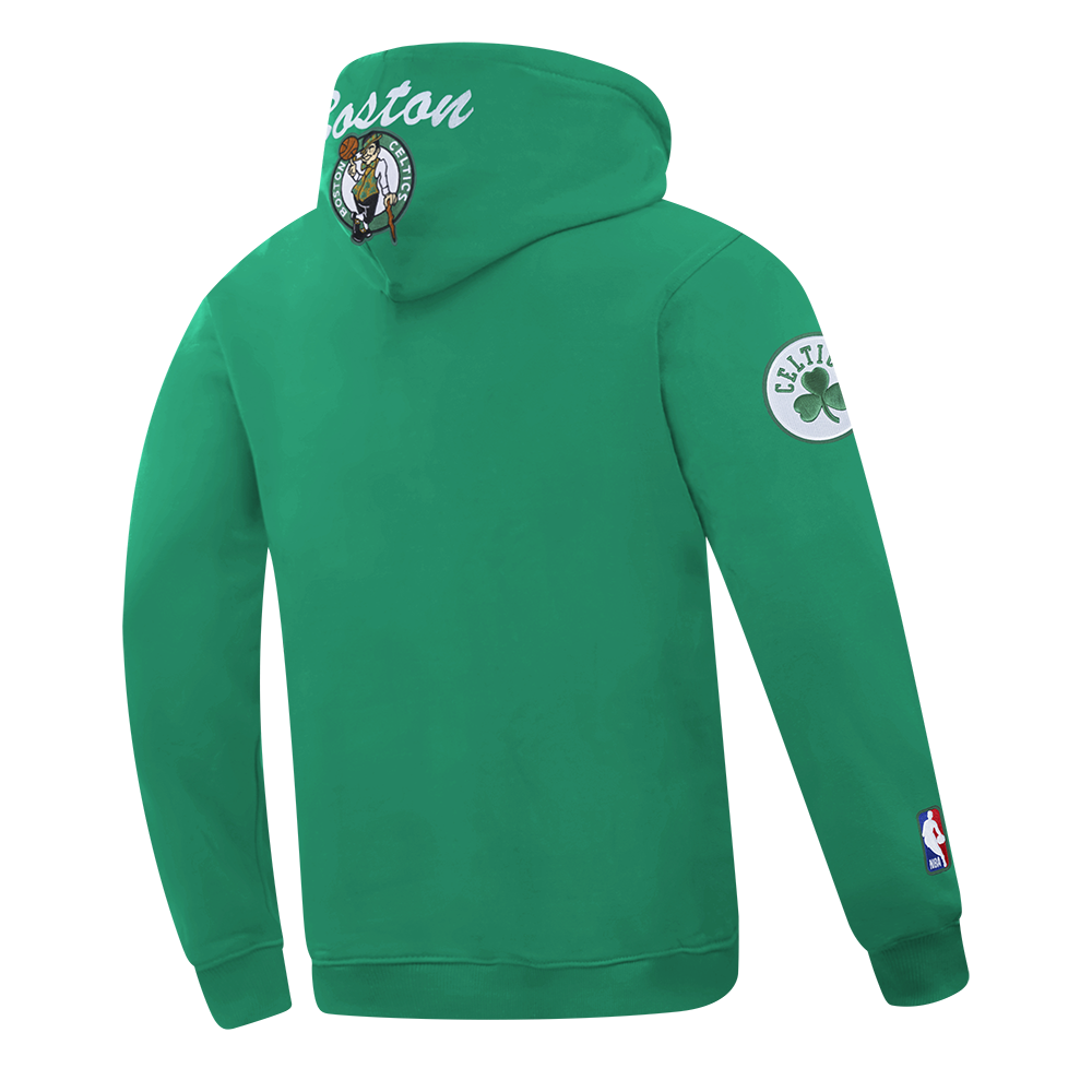 NBA BOSTON CELTICS TEAM BADGE MEN'S RIB FLC PO HOODIE (KELLY GREEN)