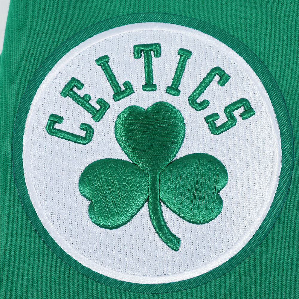 NBA BOSTON CELTICS TEAM BADGE MEN'S RIB FLC PO HOODIE (KELLY GREEN)