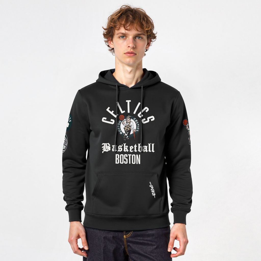 NBA BOSTON CELTICS MODERN ORIGINALS MEN'S FLC PO HOODIE (BLACK)
