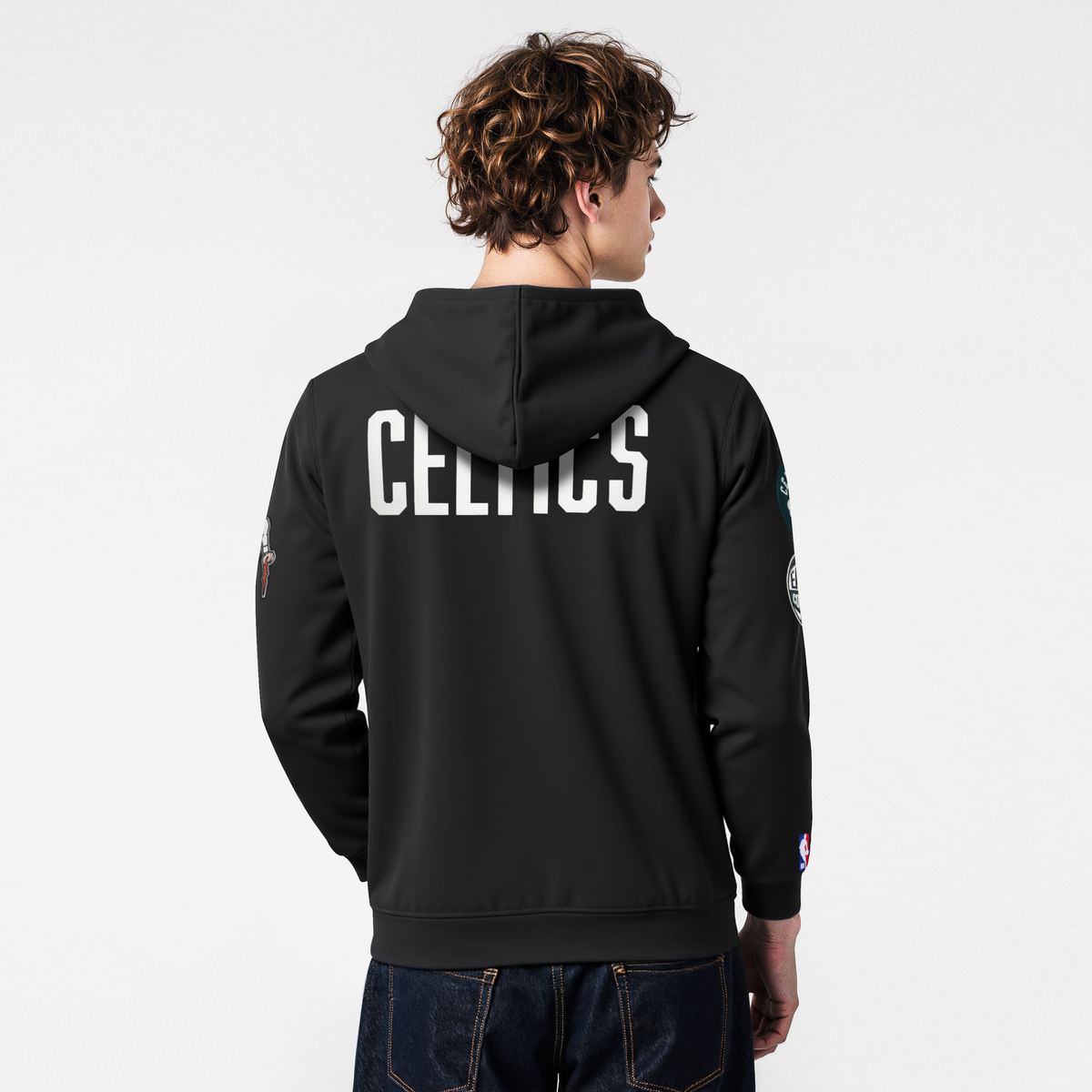 NBA BOSTON CELTICS MODERN ORIGINALS MEN'S FLC PO HOODIE (BLACK)
