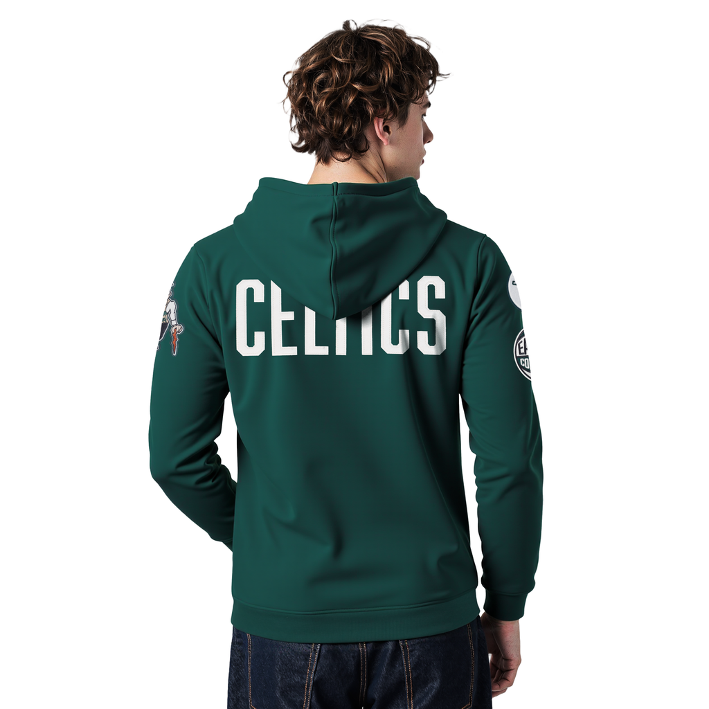 NBA BOSTON CELTICS MODERN ORIGINALS MEN'S FLC PO HOODIE (FOREST GREEN)