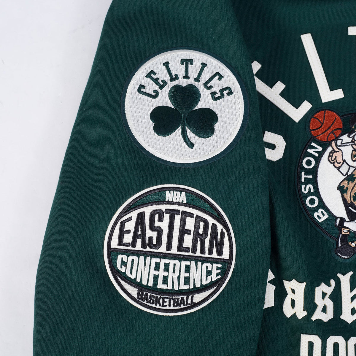 NBA BOSTON CELTICS MODERN ORIGINALS MEN'S FLC PO HOODIE (FOREST GREEN)