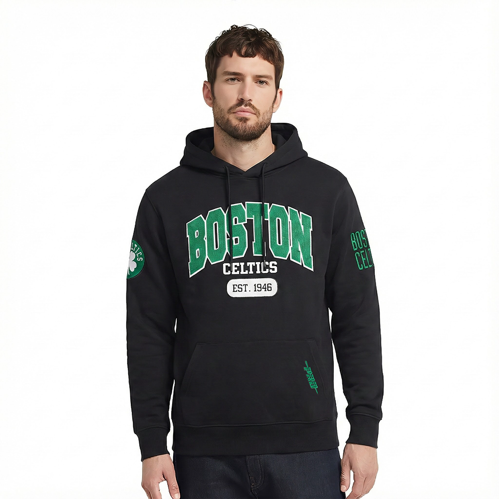 NBA BOSTON CELTICS CITY ARCH MEN'S FLC PO HOODIE (BLACK)