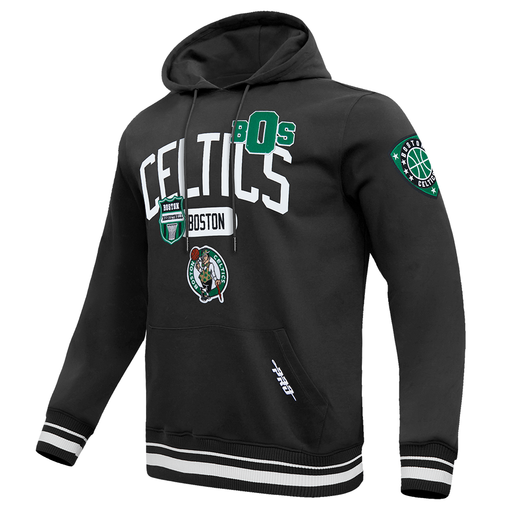 NBA BOSTON CELTICS LETTERMAN MEN'S PULL OVER HOODIE (BLACK)