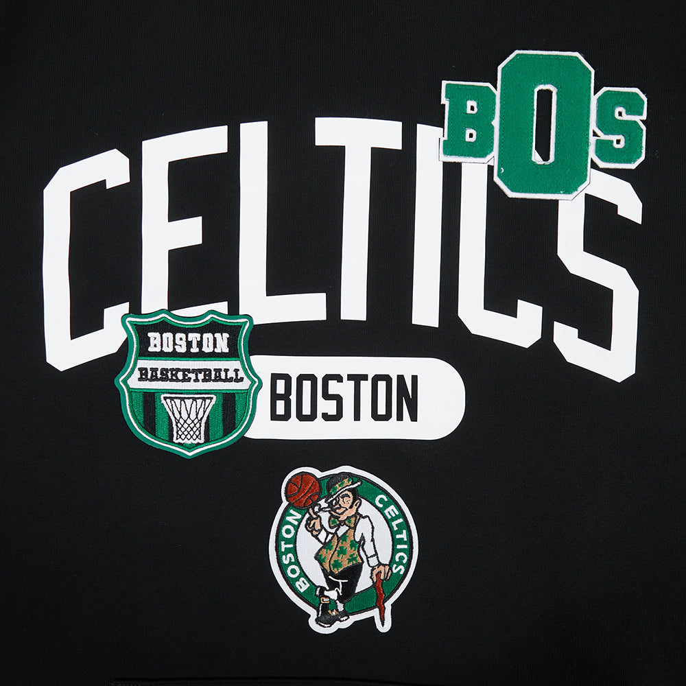 NBA BOSTON CELTICS LETTERMAN MEN'S PULL OVER HOODIE (BLACK)