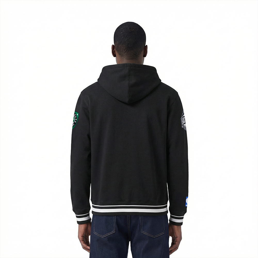 NBA BOSTON CELTICS LETTERMAN MEN'S PULL OVER HOODIE (BLACK)