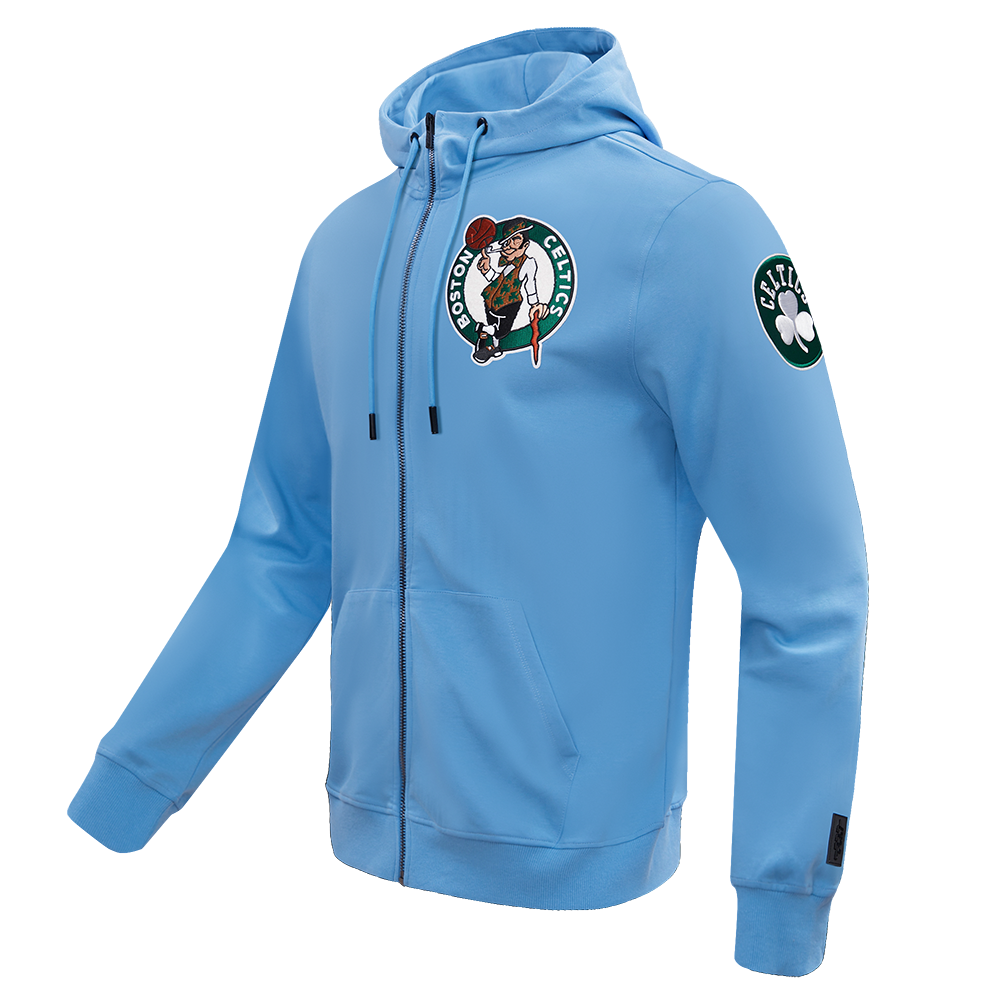 NBA BOSTON CELTICS CLASSIC CHENILLE MEN'S FULL ZIP PULLOVER HOODIE (UNIVERSITY BLUE)
