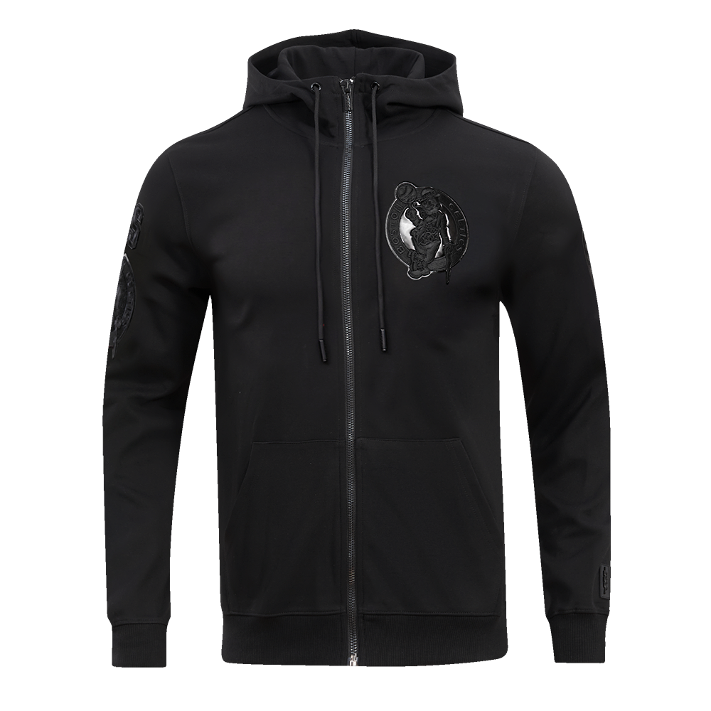 NBA BOSTON CELTICS TRIPLE BLACK CHANDAIL À CAPUCHON À GLISSIÈRE LOGO POUR HOMME (TRIPLE NOIR)